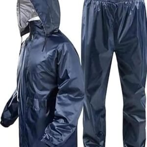 RainCoat for Men Waterproof Raincoat with Pants Polyester RainCoat For Men Bike RainSuit RainJacket Suit Mobile Pocket with Storage Bag