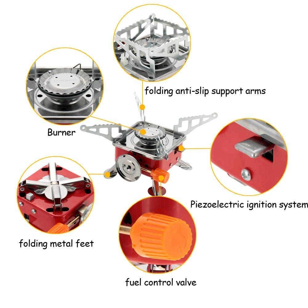Portable Camping Gas Stove with 1 Butane Gas Canister | Foldable Mini Outdoor Burner for Trekking, Hiking, Picnic & Travel | with Adjustable Flame Control & Carry-Friendly Design - Image 2