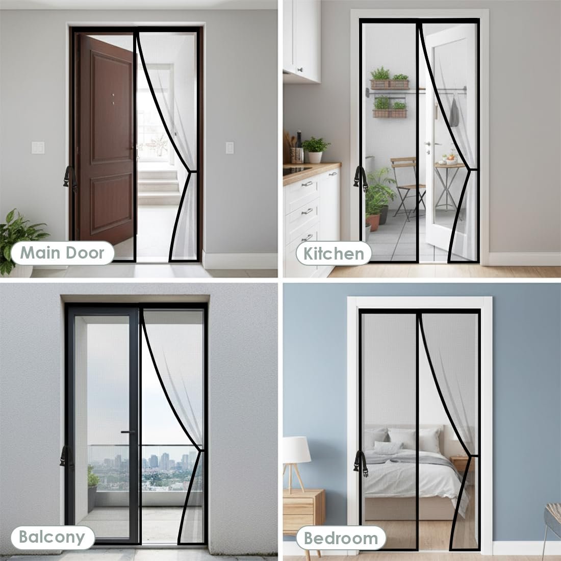 Magnetic Mosquito Door Net with Stay-Open Buckle – Heavy Duty Mesh Screen Door, Auto Close Magnets, Hands-Free Entry, Easy Install, Pet & Kid Friendly for Home - Image 2