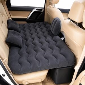 Black Car Air Mattress for Back Seat – Inflatable Travel Bed Set with Pump, 2 Pillows & Mini Duster, Portable Sleeping Pad for Road Trips, Camping, SUV & Truck