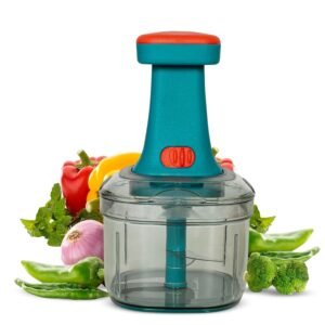 Manual Hand Press Push Chopper with 6 Blades for Effortless Chopping Vegetables & Fruits